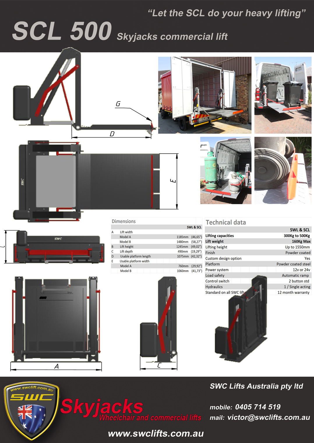 Tailgate lifter specifications